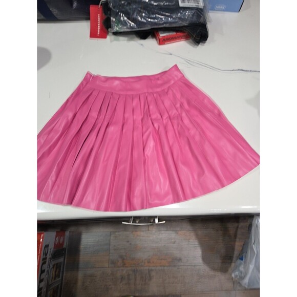 XS PINK High Waist Skater Mini Flared Pleated Skirt Short Tennis Pencil Skirt B2 - Picture 10 of 13